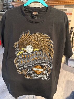 Harley-Davidson Black Tee with Gold Eagle Graphic